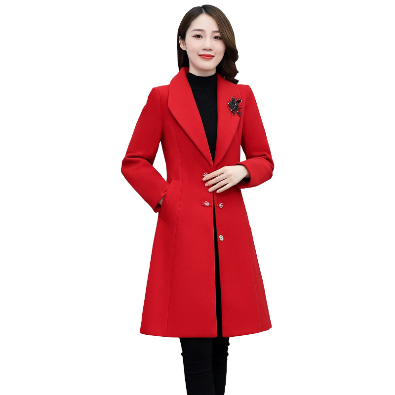 Women's woolen coat 2021 Autumn/Winter fashion Korean style simple, elegant and stylish long woolen coat YB703 Item Picture