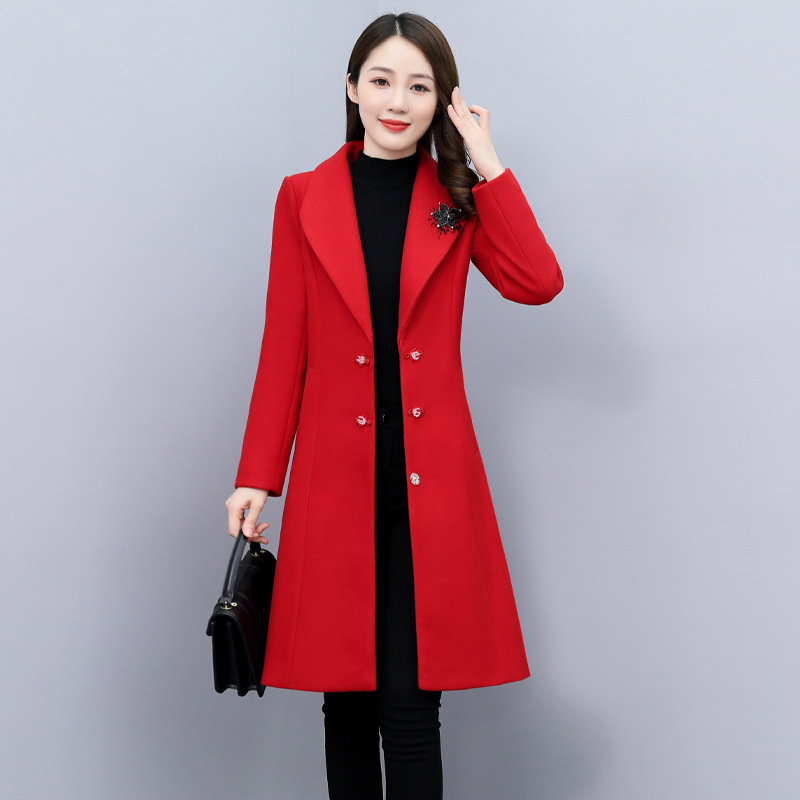 Women's woolen coat 2021 Autumn/Winter fashion Korean style simple, elegant and stylish long woolen coat YB703 details Picture