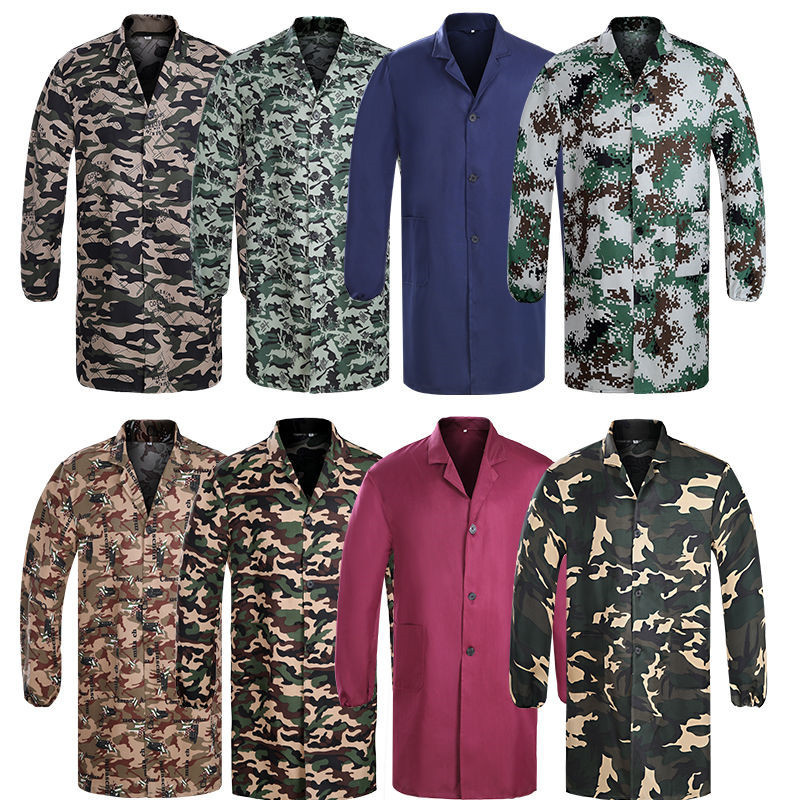 Overalls adult long sleeve camouflage overalls men's camouflage gown long blue gown labor protection service