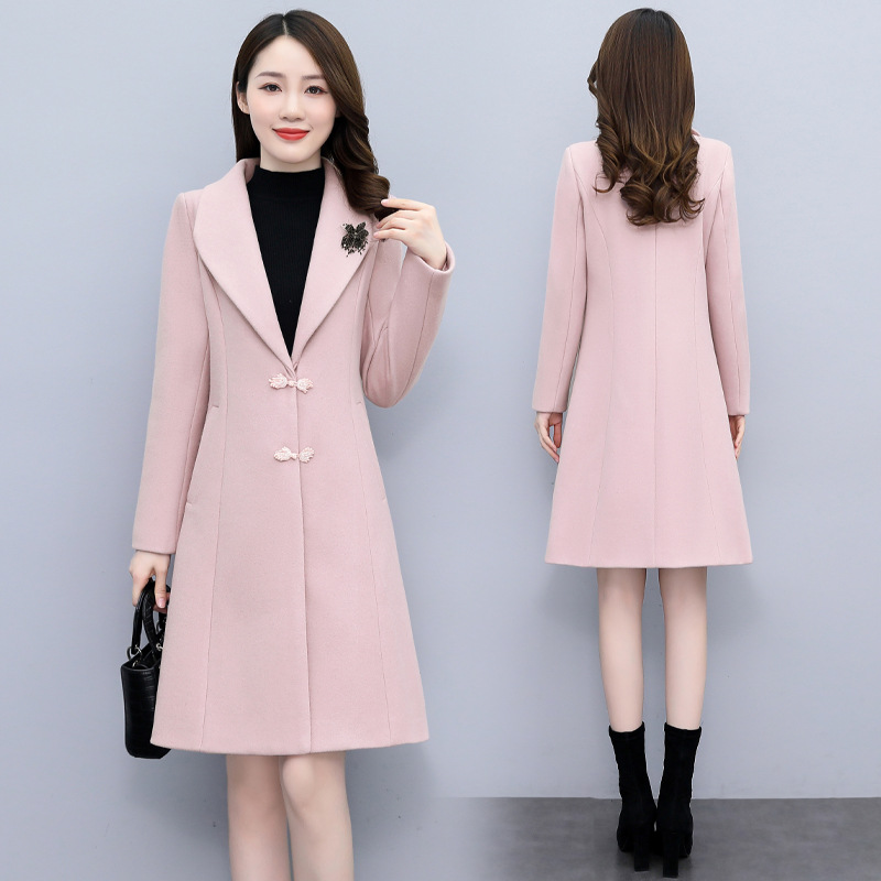 Women's woolen coat 2021 Autumn/Winter fashion Korean style simple, elegant and stylish long woolen coat YB703 Application Scenario