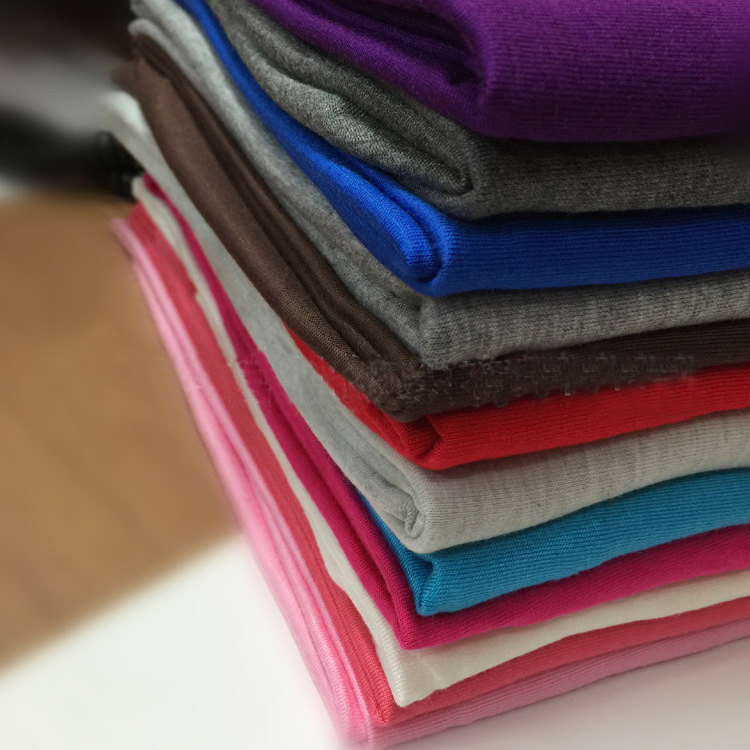 Factory direct supply of stretch T-shirts, short-sleeved knitted fabric, dyed rayon, sportswear, pajamas, clothing, cvc sweat fabric