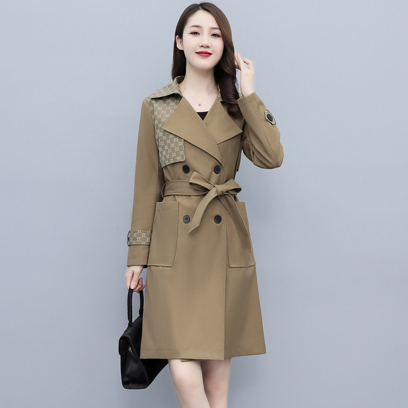 The 2021 Autumn/Winter new stylish, simple and elegant Korean style slimming lace-up knee-length women's trench coat ZY778 Specification image