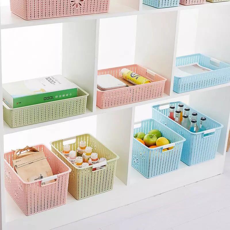 Wicker desktop storage basket, plastic sorting box, sundries storage basket, snack and toy storage box, bathroom bath basket Specification image