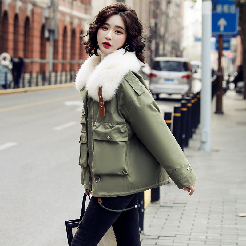 冬季新品女装韩版女式狐狸毛内胆可脱卸羽绒服女