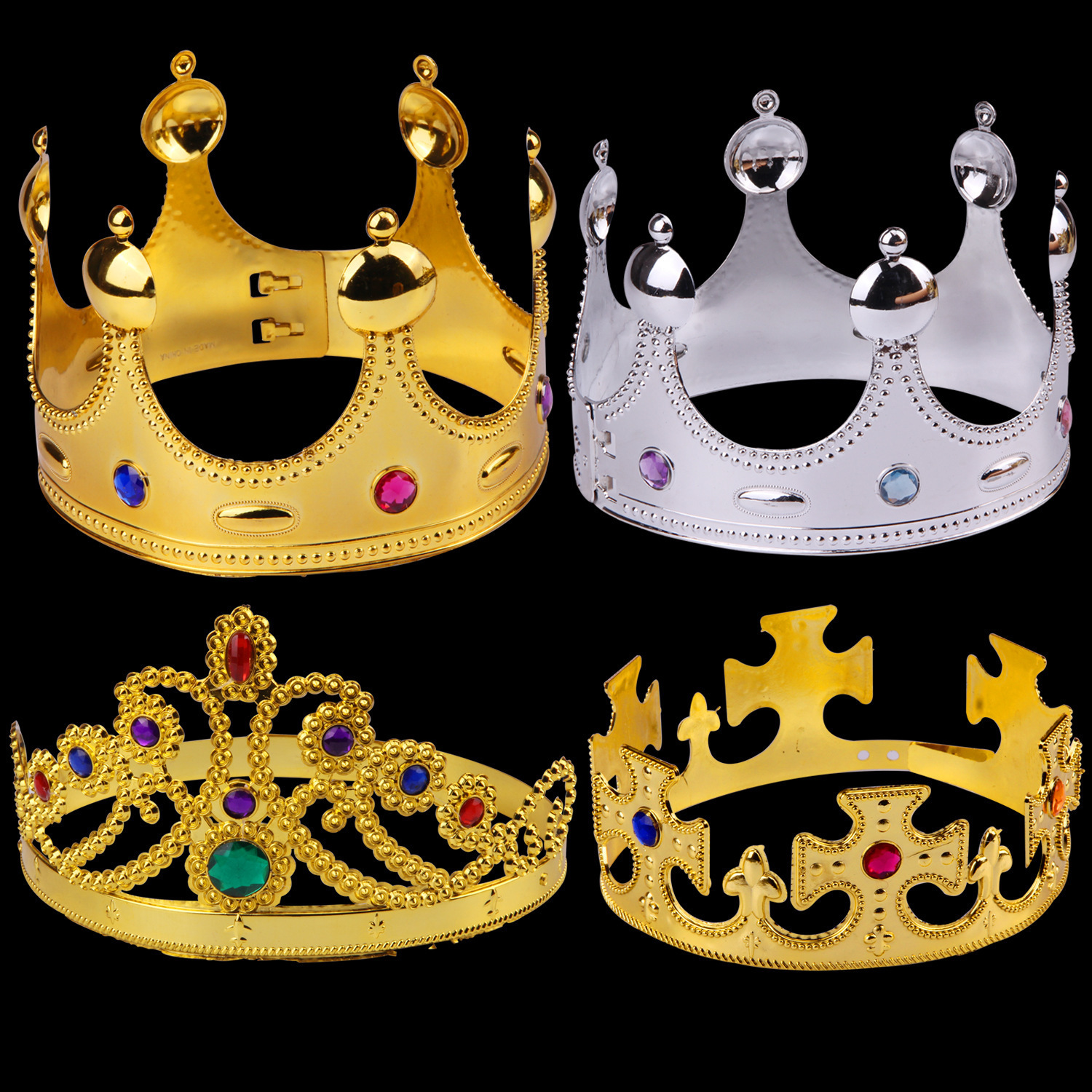 Halloween King Crown Hat Plastic Queen Princess Prince Crown Holiday show Birthday party props thumbnail