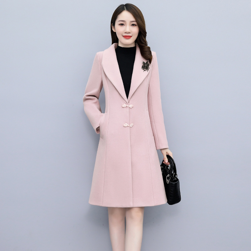 Women's woolen coat 2021 Autumn/Winter fashion Korean style simple, elegant and stylish long woolen coat YB703