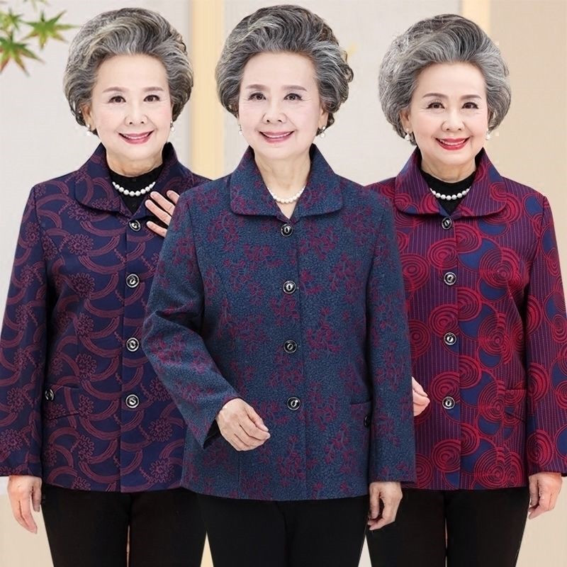 Women's coat autumn wear women's long-sleeved jacket casual coat Old woman's dress Grandma's dress