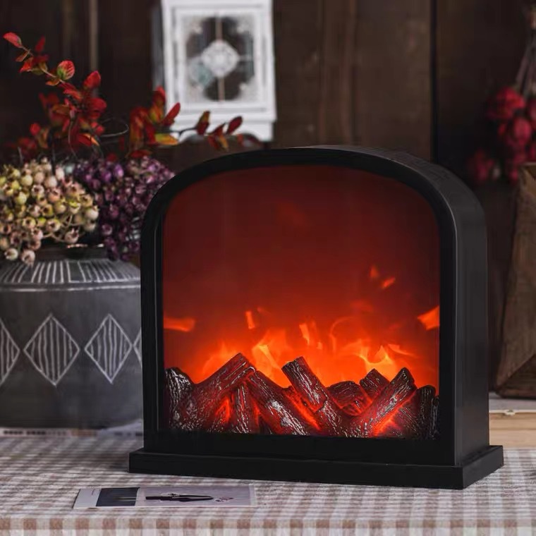 Estilo americano led lámpara de llama estufa sala de estar escritorio decoración del hogar artesanía accesorios merchandising lámpara de chimenea details Picture