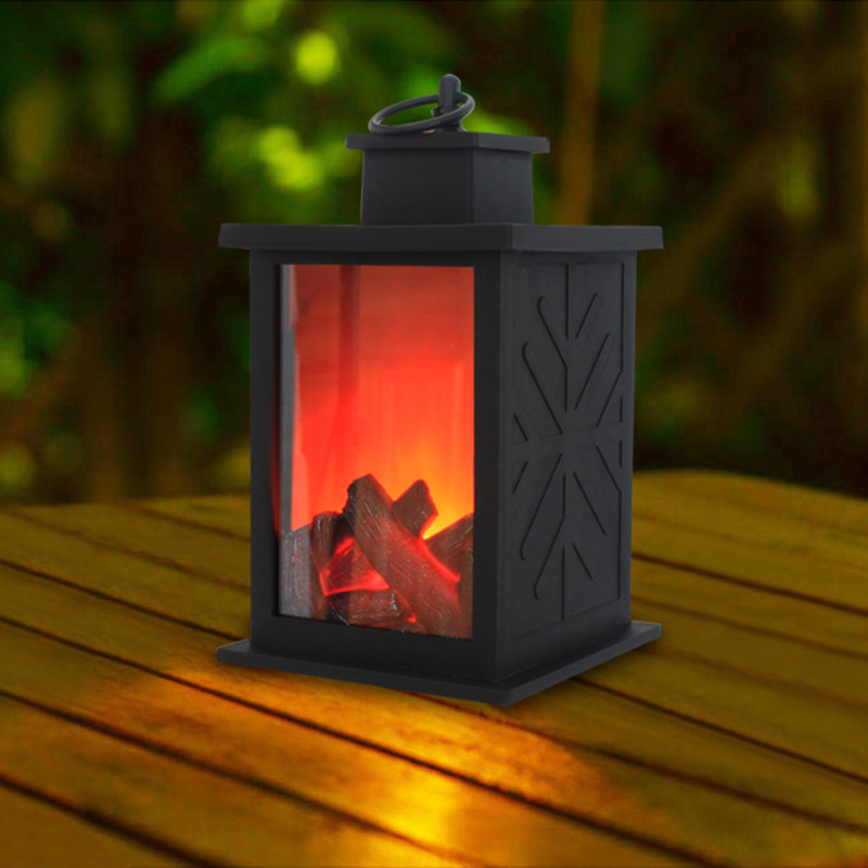 仿真壁炉创意小摆件家居软装工艺品烛台仿真装饰LED木炭火焰风灯图