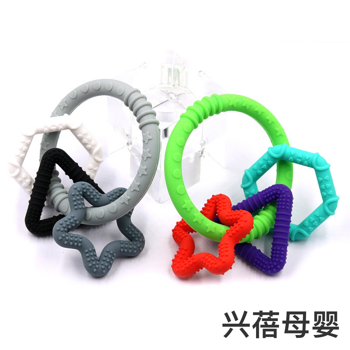 Creative rainbow bracelet, teething ring, three-dimensional silicone children's teething ring for baby products details Picture