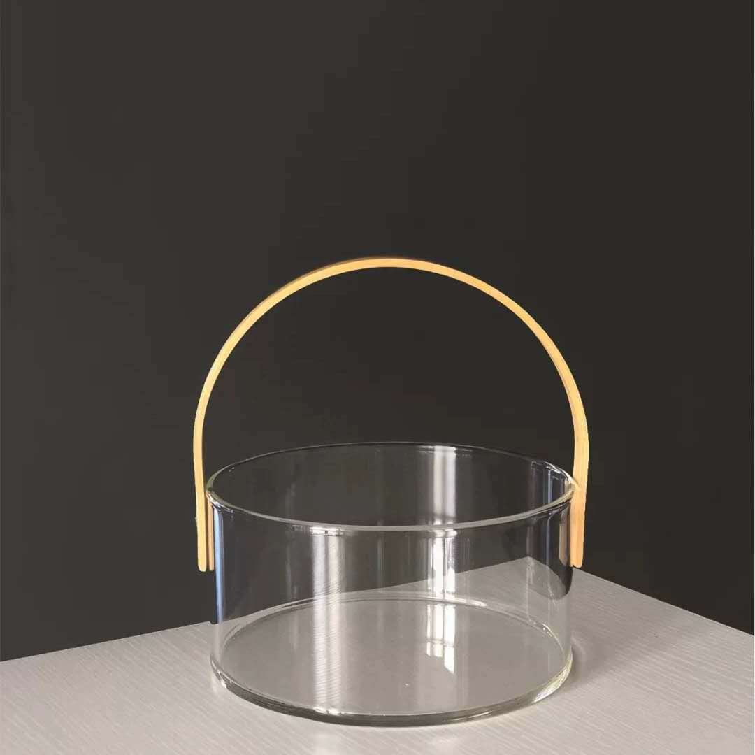 Nordic High Borosilicate Glass Hand Basket Fruit Tea Basket Salad Bowl Snack Tray Beer Bucket Net Celebrity Shot Fruit Basket Item Picture