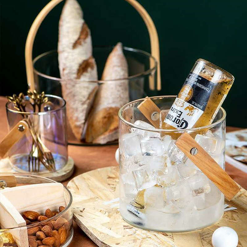 Nordic High Borosilicate Glass Hand Basket Fruit Tea Basket Salad Bowl Snack Tray Beer Bucket Net Celebrity Shot Fruit Basket Specification drawing