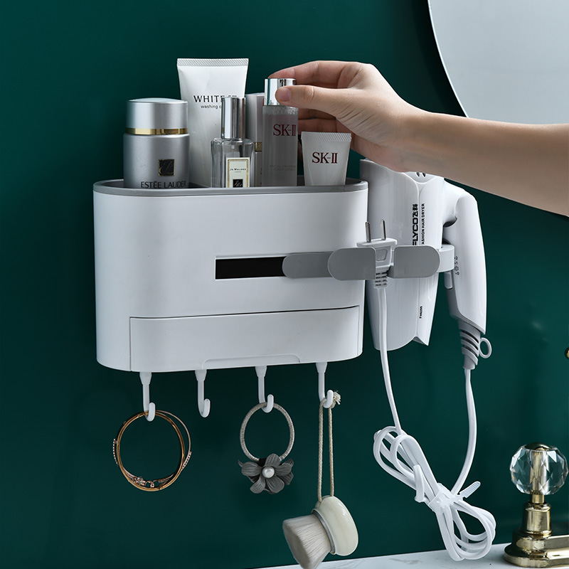 Hair dryer stand, no need for drilling, bathroom, toilet storage rack, wall-mounted hair dryer rack, air duct rack details Picture