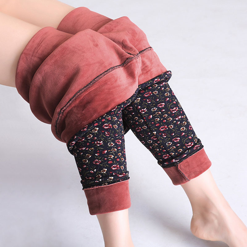Winter 2020 New Plus-size florals printed warm milk silk leggings high stretch women's leggings