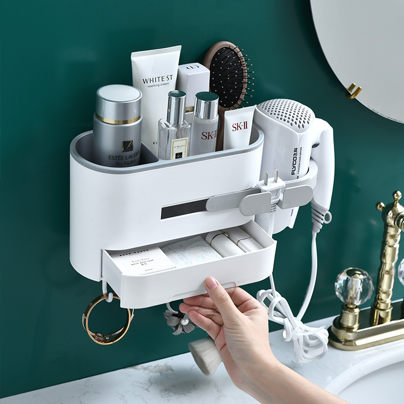 Hair dryer stand, no need for drilling, bathroom, toilet storage rack, wall-mounted hair dryer rack, air duct rack