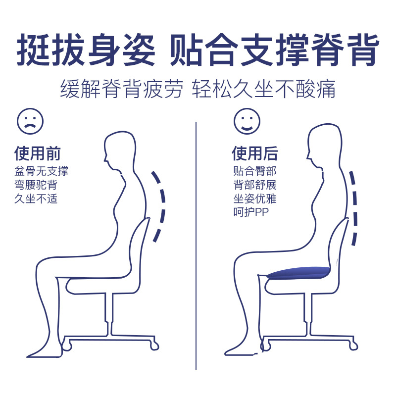 Office buttock protection seat cushion, long-term sitting buttock cushion, memory foam thickened buttock seat cushion, chair, pregnant woman buttock beauty chair cushion Application Scenario
