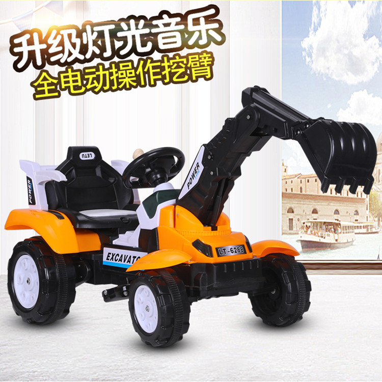 Children's electric excavator with lights and music, sand-digging bulldozer, engineering vehicle, new remote-controlled toy car full figure
