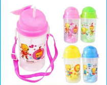 Children's cartoon cute kettle with straw water bottle hat head water bottle