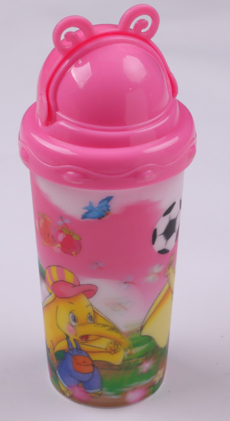 3D cartoon cute butterfly picture slide cover water cup boys and girls fall-proof leak-proof cup