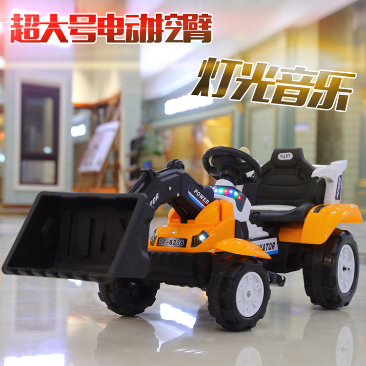 Children's electric excavator with lights and music, sand-digging bulldozer, engineering vehicle, new remote-controlled toy car details Picture