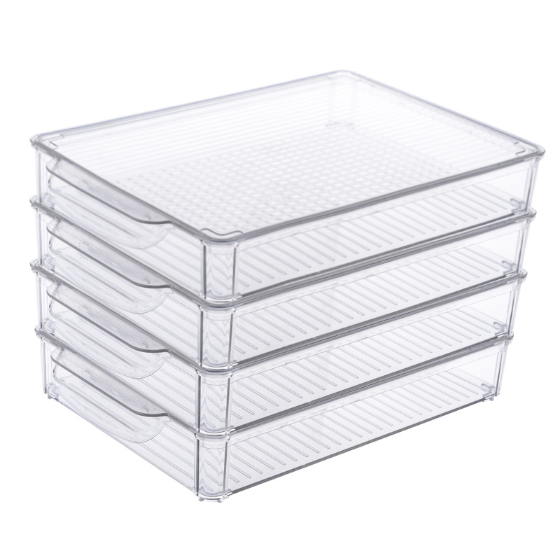 Kitchen storage box, household refrigerator drawer-type fresh-keeping box, transparent and stackable with dust-proof cover, dumpling storage box Item Picture