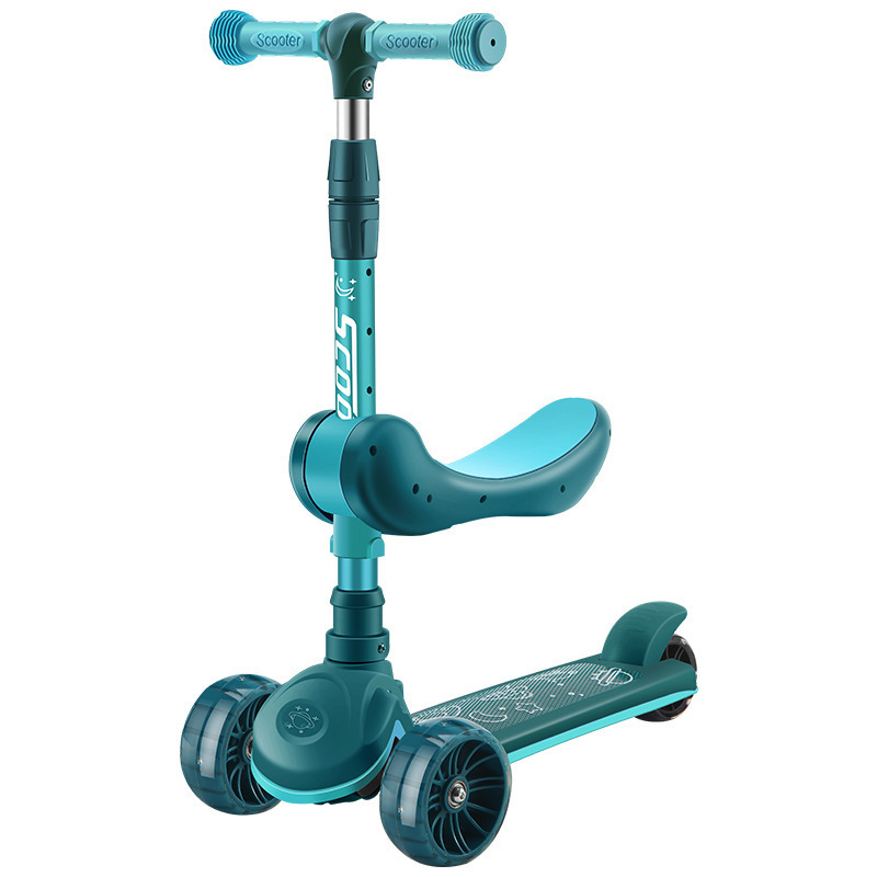 Children's scooters for 2-12 years old, suitable for sliding, sitting, folding, music and lighting, three-wheeled scooters for children Item Picture