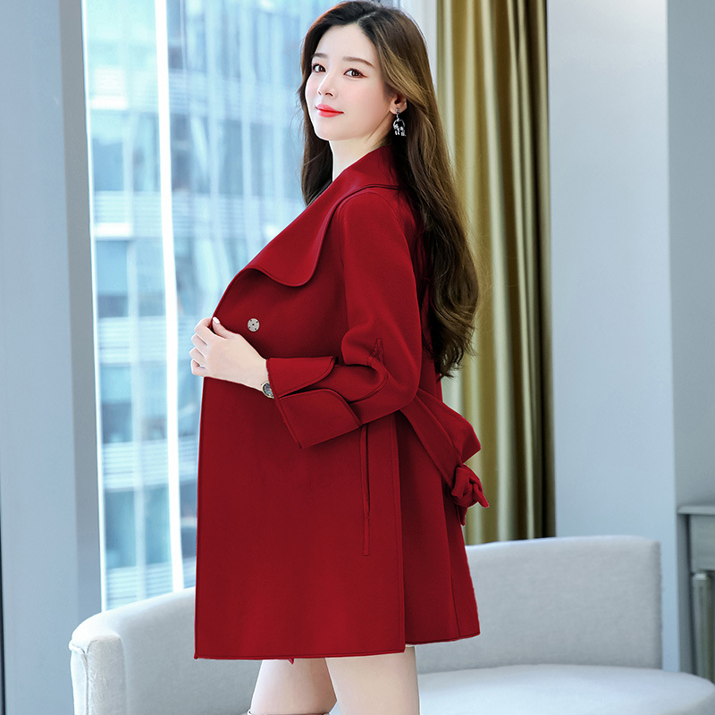 女式毛呢外套实物图