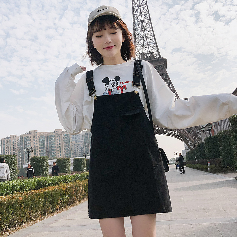 Summer's new plus-size denim halter dress for female students, chubby girls, school style, versatile, chic and slimming short skirt trend details Picture