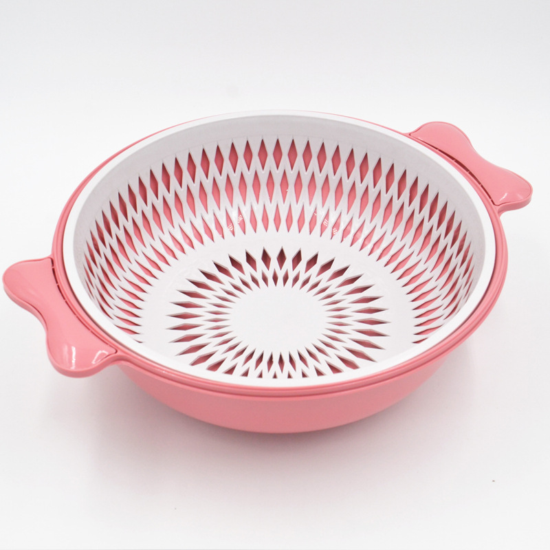 双层塑料沥水篮圆形洗菜篮套装多功能果蔬篮收纳筐洗水果篮子批发