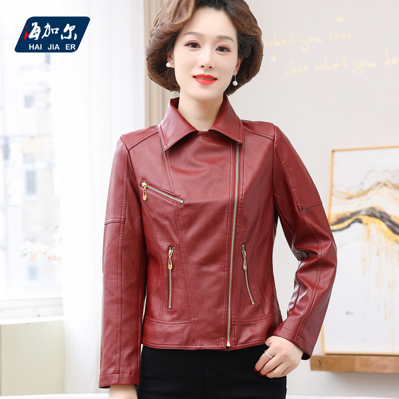 女式皮衣实物图