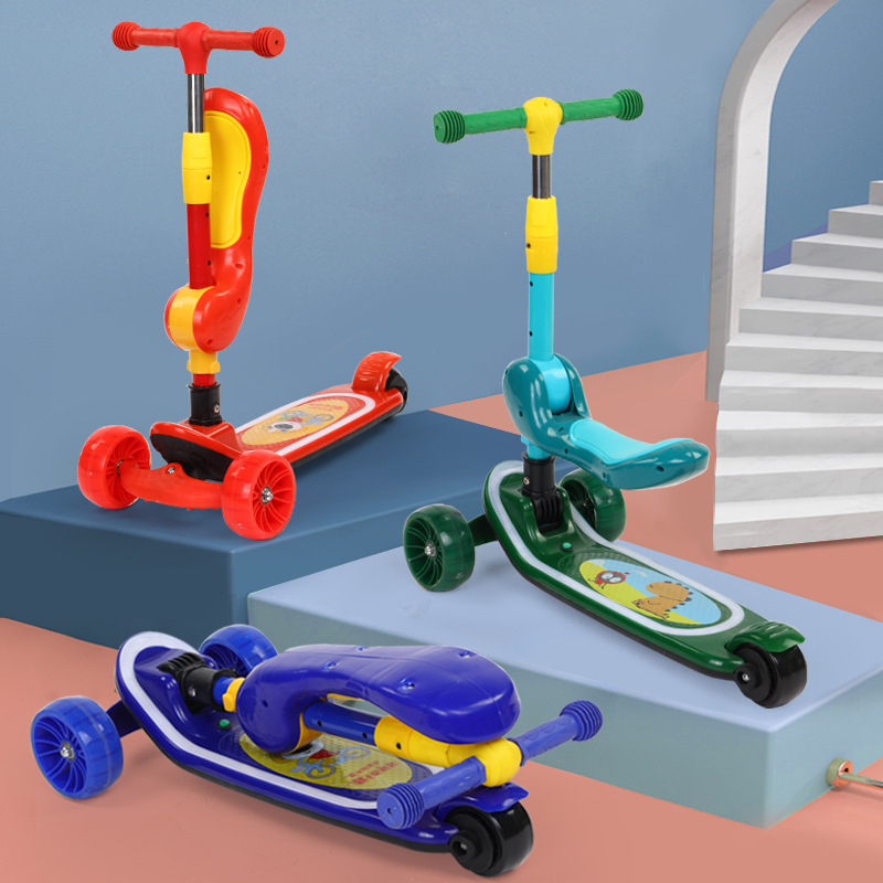 Children's scooter three-in-one, suitable for both sitting and sliding, baby slide car 1-2-3-6 years old pedal slide car full figure