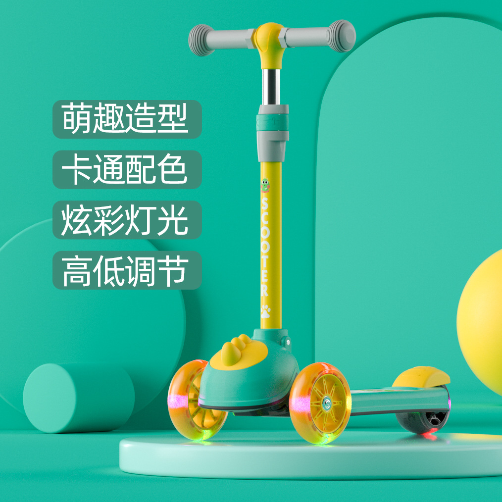 Children 's scooter 1-3-6 4 years old baby 2 single-leg scooter for boys and girls, flashing pedal wide wheel scooter details Picture