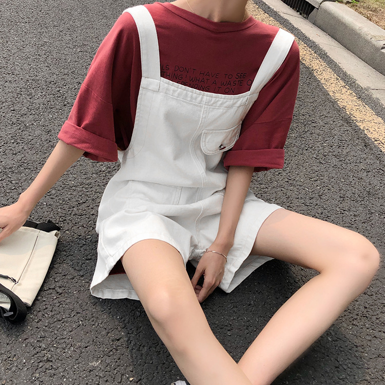 夏天牛仔背带短裤女生夏季新款韩版宽松显高显瘦学生休闲连体裤子
