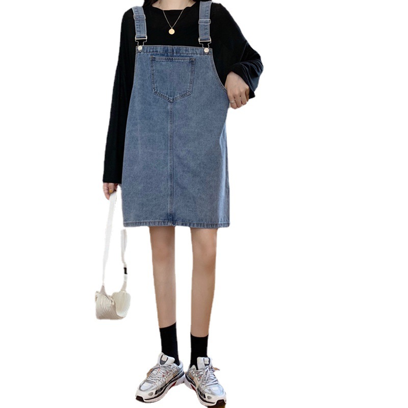Spring Korean-style denim strappy dress for women, a new fashion, loose, student-friendly, versatile and simple women's dress trend on Instagram Item Picture