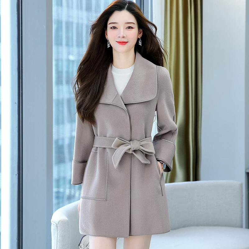 女式毛呢外套2021秋冬新品韩版修身中长款时尚羊毛呢大衣 E218818