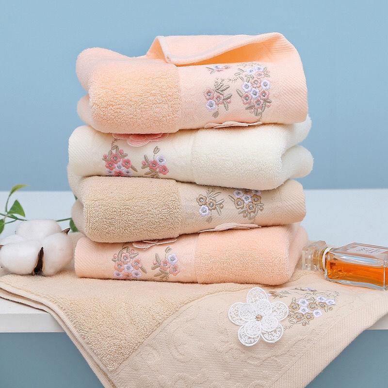 Bordado toalla para lavar la cara y bañarse hogar adulto hombres y mujeres 100% algodón suave absorbente no cae el pelo apliques gifting set