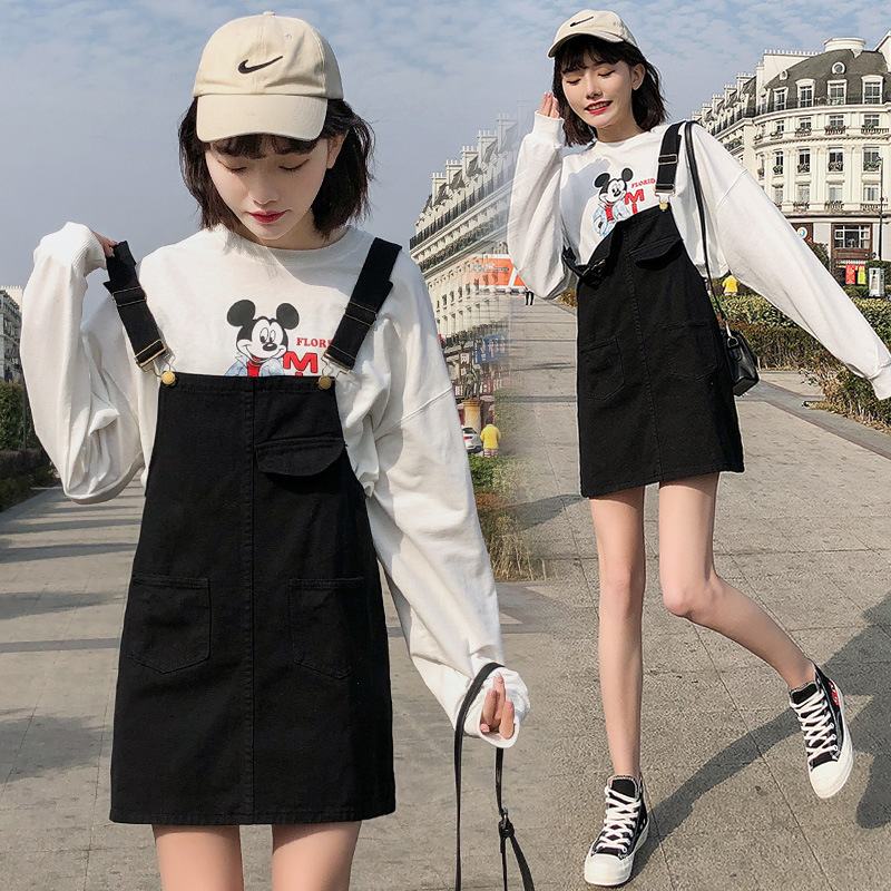 Summer's new plus-size denim halter dress for female students, chubby girls, school style, versatile, chic and slimming short skirt trend