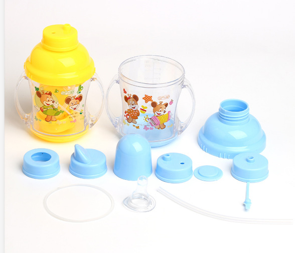 2021 new children's water cup five-piece set of straight drink learning drink cup drop and leak proof cup