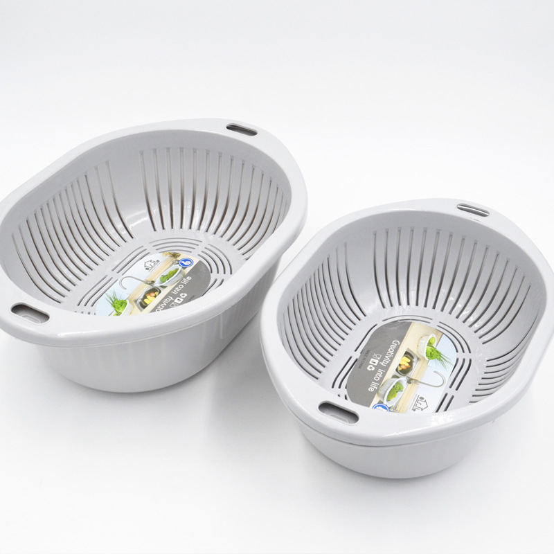 家用洗菜篮 双层塑料沥水篮套装多功能果蔬篮厨房洗菜盆外贸批发