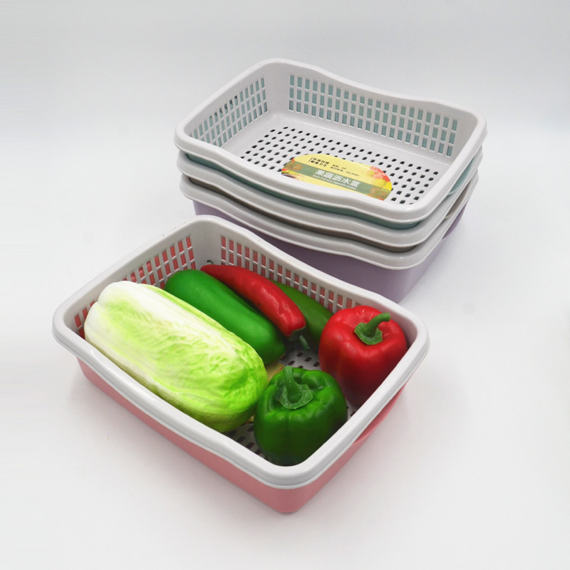 Kitchen draining basket, double-layer plastic fruit basket, two-piece set, thickened fruit and vegetable draining basket, fruit and vegetable basket manufacturer wholesale Application Scenario