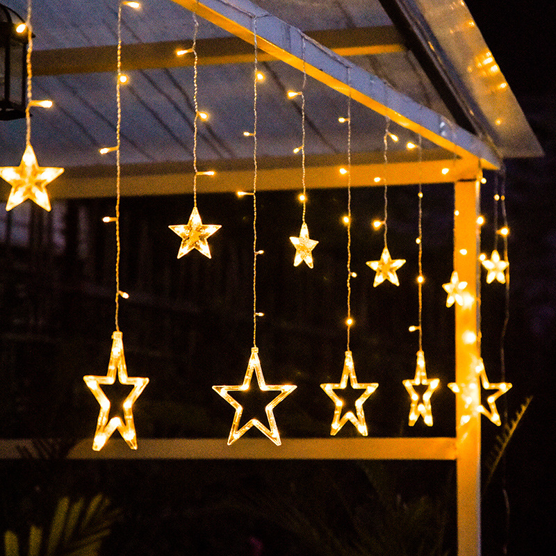 Led remote control solar star light string curtain outdoor light waterproof Christmas tree lights Garden decoration small string lights thumbnail