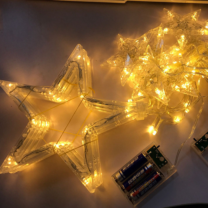 Star lamp Battery LED color lamp Christmas string lamp five-pointed star decorative lamp room curtain lamp 110V us standard