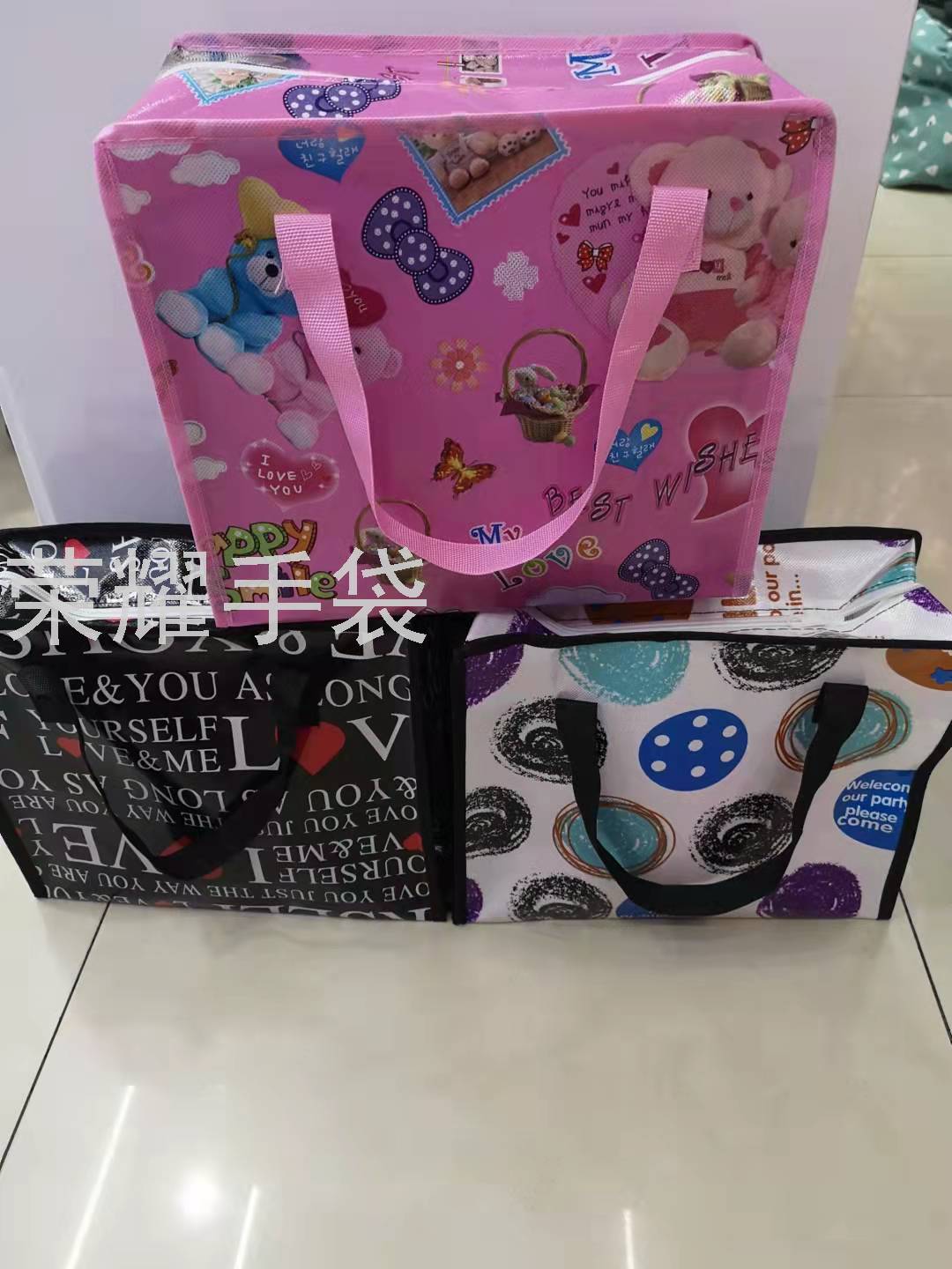 Manufacturers Direct Print Cartoon Pattern Non-Woven Peritoneal Tote Bag Shopping Bag details Picture