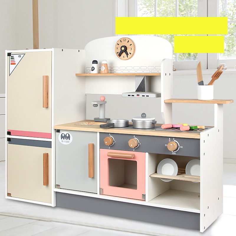 New wooden refrigerator kitchen F children play house, imitate cooking, baby kitchenware, parent-child interactive and educational toys full figure