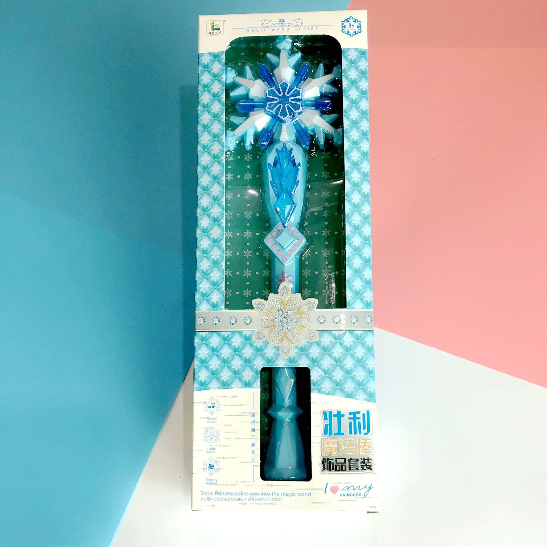 Children's magic wand toys, girls' boxes, gift mixed package wholesale, ground promotion sound and light snowflake flashing sticks Specification drawing