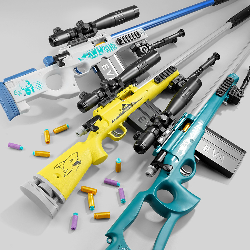 Children's shell-throwing sniper rifle awm manual pull bolt soft bullet gun outdoor battle PlayerUnknown's Battlegrounds Boy toy gun full figure