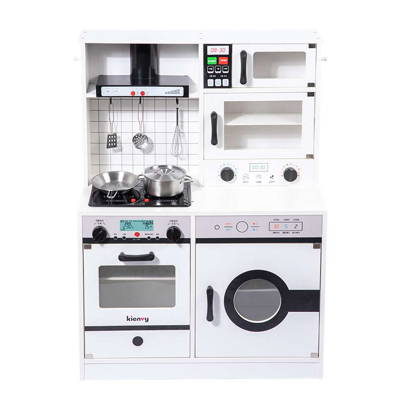 ins' new wooden simulation combination kitchen toy set with a sink for children's house play and water outlet kitchenware Item Picture