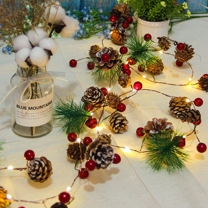 New Amazon LED Copper wire lamp Christmas pine cone lamp string pine needle decoration small mulberry flag creative decorative lamp thumbnail