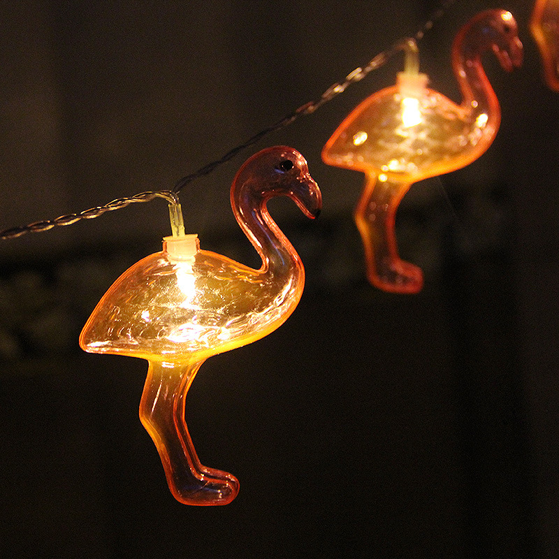 LED battery lights Christmas pink flamingo lights string INS Girl heart birthday interior decoration lights