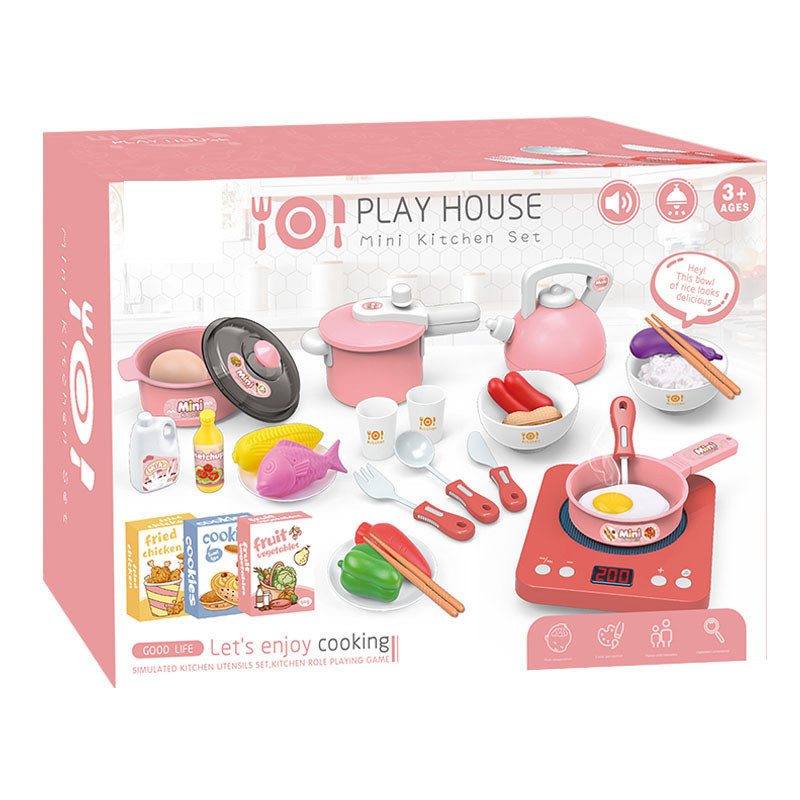 Foreign trade intelligence simulation induction cooker home appliance series, children's house play electric kitchen toy set, lighting and music Item Picture